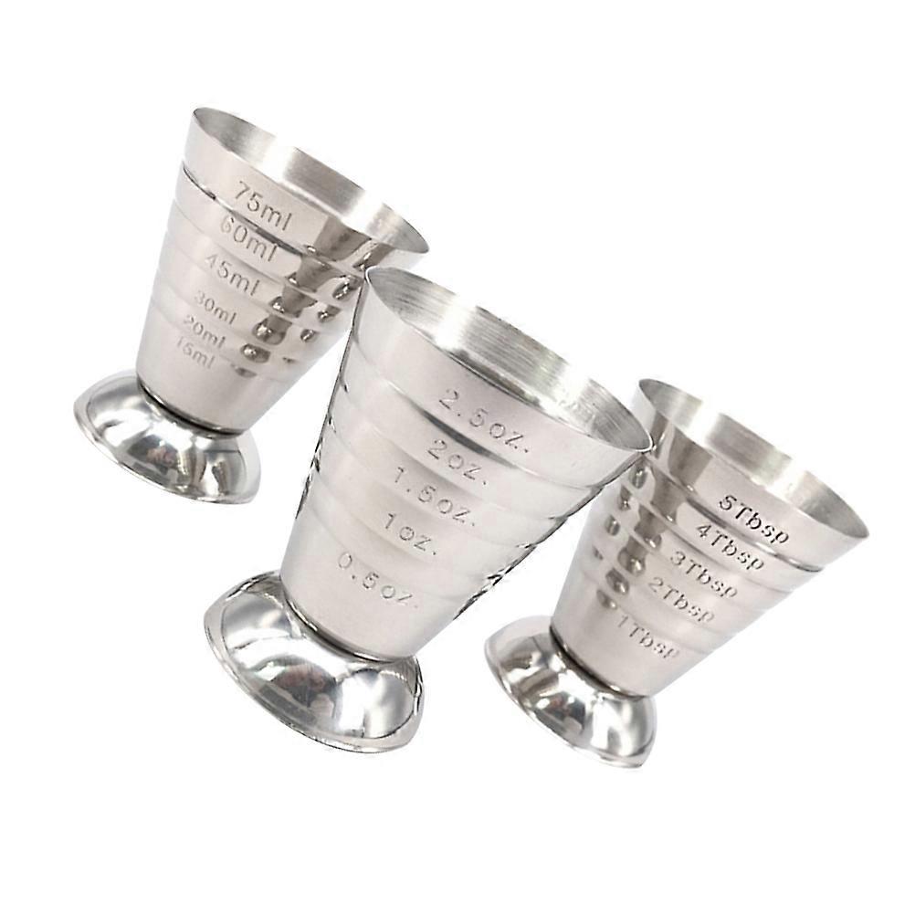 Measuring Cup Multi-Purpose Jigger Cup for Kitchen Use 3Pcs Silver Set