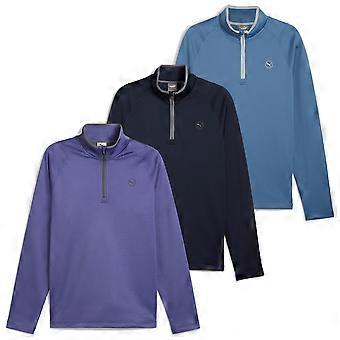 Puma Golf Herre Vaffel Fleece Fugttransporterende Åndbar 1/4 Lynlås Sweater