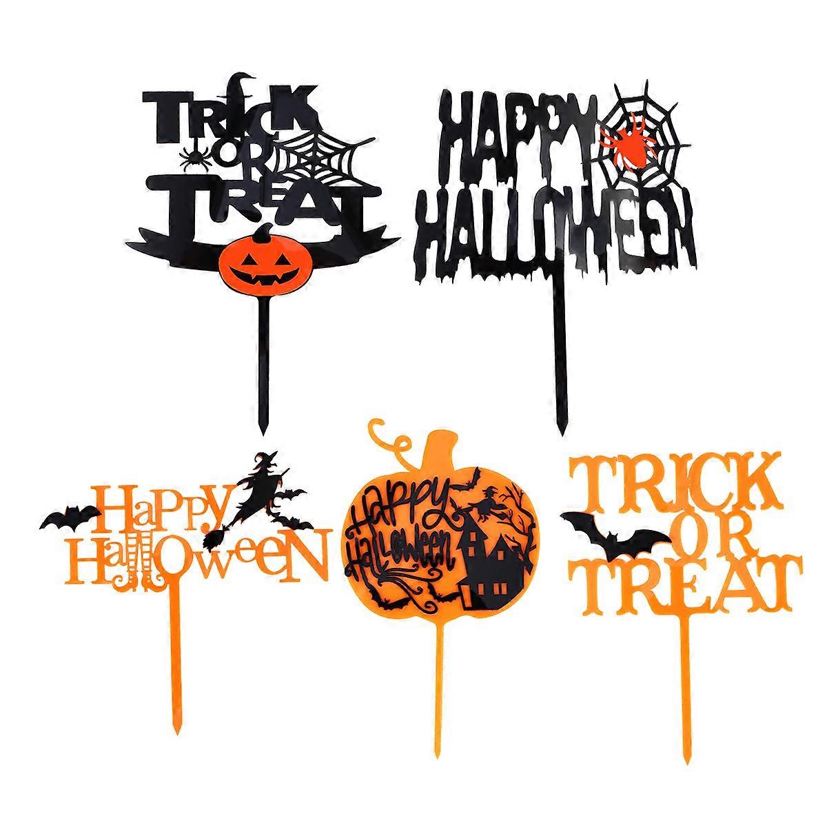 Halloween Cake Inserts Acrylic Cake Insert Cards for Decor 5Pcs Set