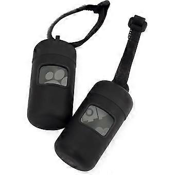 Hundbajspåsehållare Koppelfäste Återanvändbar dispenser för resor, promenader, park och utomhusbruk, hållbar med klämma - svart, 2-pack
