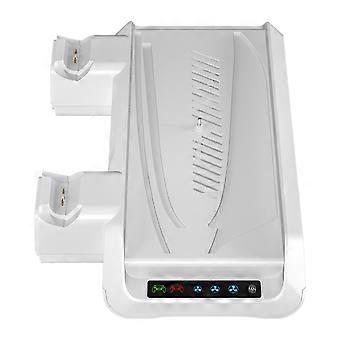 Til PS5 Slim/PS5 Pro Kølestander med Hovedtelefonkrog LED-controller Opladningsstation 3-gears Køleventilator Hvid