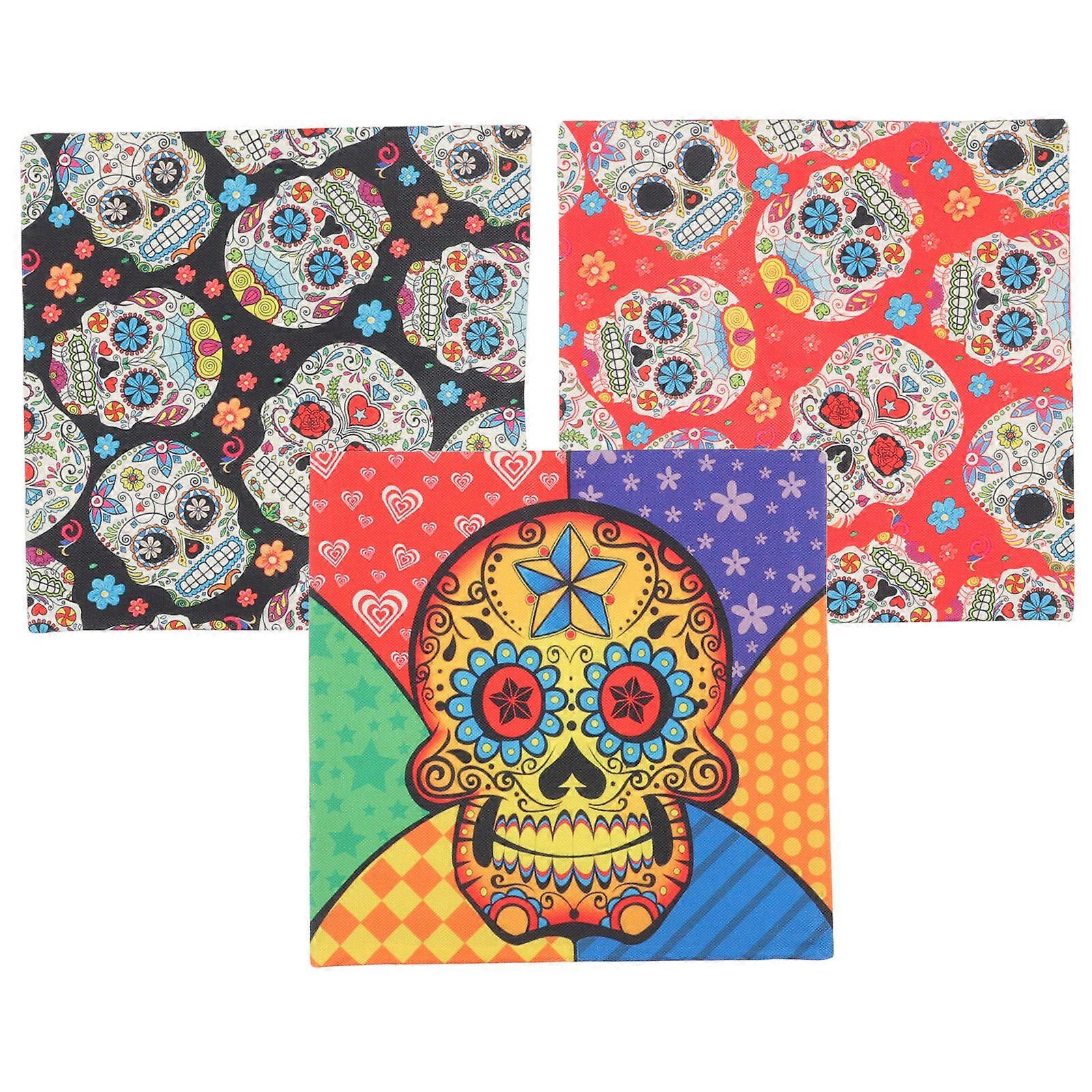 Skull Pattern Pillow Cases for Halloween Decoration 9Pcs Set