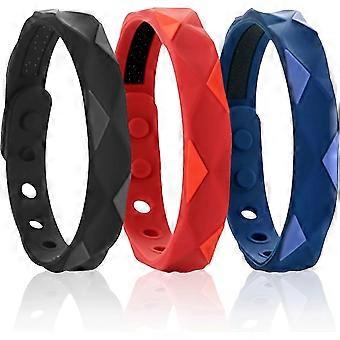 3Pcs Far Infrared Negative Ions Wristband, Adjustable Negative Anti-Static Silicone Sport Bracelets Negative Ions Wristband