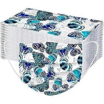 50 Pieces Flower Printed Adult Face Mask, Disposable 3 Layers Breathable Printed Face Shield, Soft And Comfortable Scarf Bandana Cover