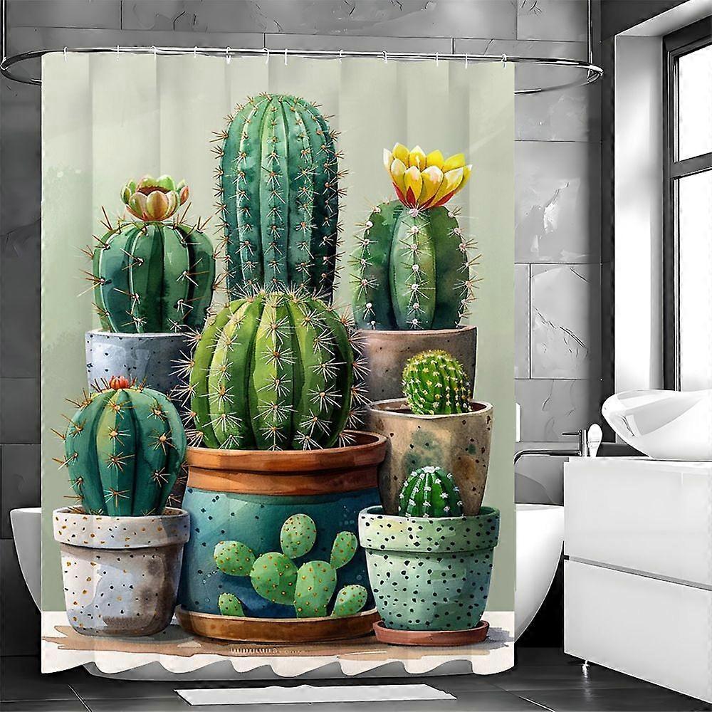Creative Cactus 180x200cm Waterproof Polyester Shower Curtain