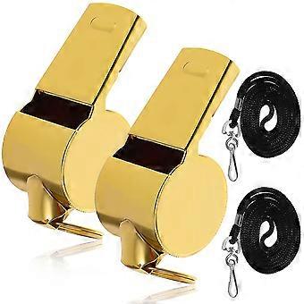 2pcs Whistle avec Lanyard Acier inoxydable Cheering Whistle Hanging Whistle