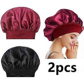 Shower Cap,Soft Nightcaps,Loose and Tight Satin Nightcap,Elastic Shower Cap Waterproof,for SPA,Women,2pcs