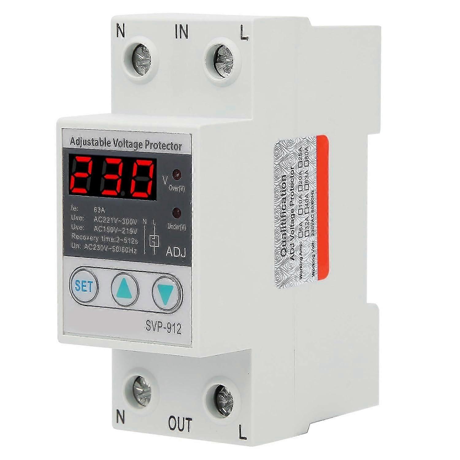 Voltage Protector, Adjustable Over-voltage Under-voltage Protection, Led Display Voltage Stabilizer Surge Protector Current Stabilizer Voltmeter Svp91