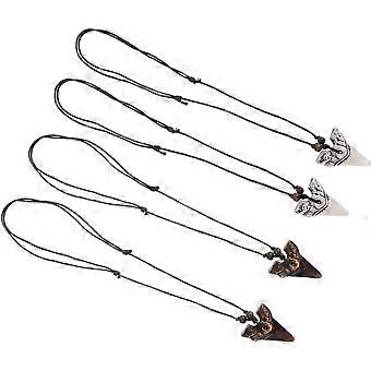 4pcs Shark Tooth Necklace Resin Pendant Unisex Fashion Accessory Beach Surfer Cool Jewelry for Men