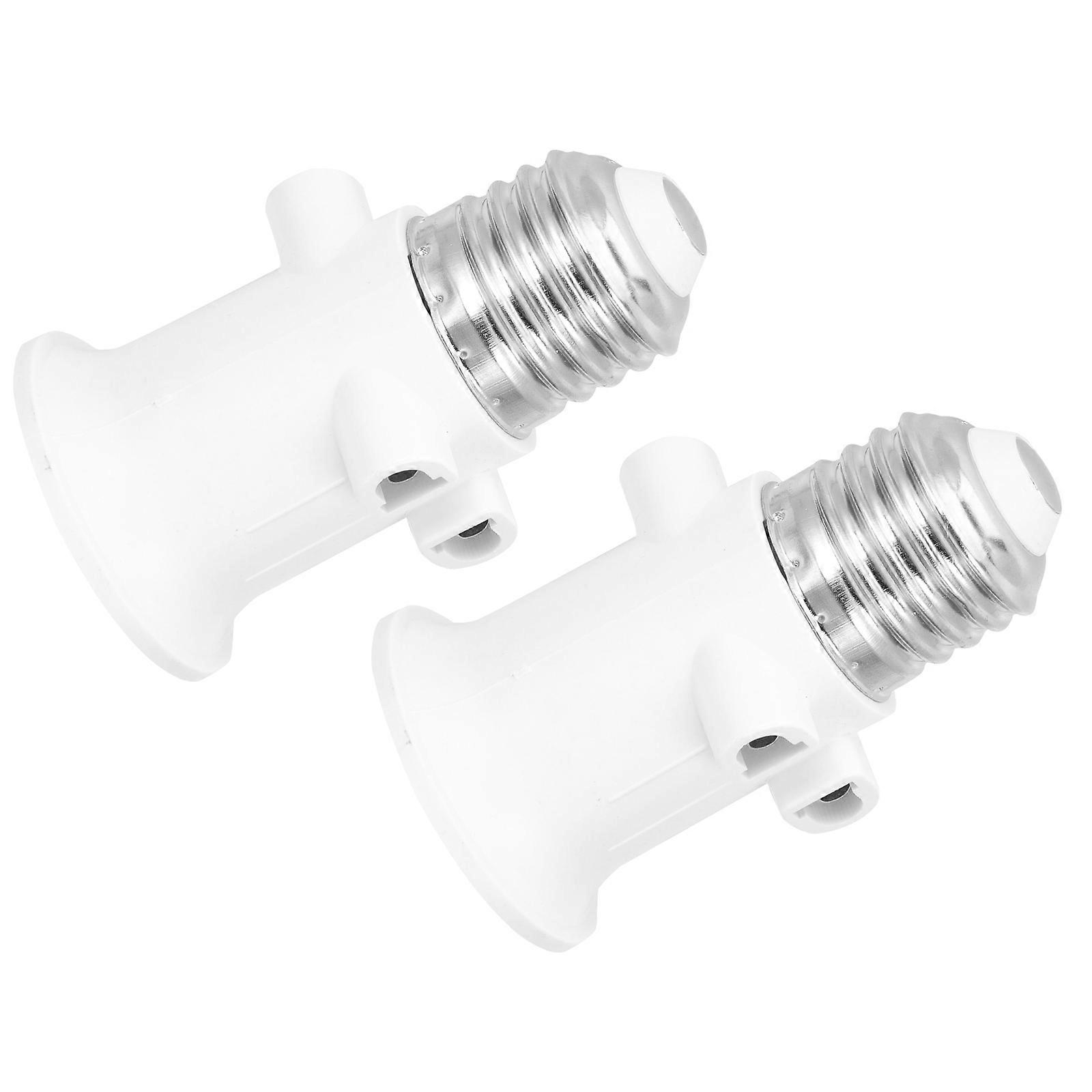 2pcs Light Socket to Plug Adapter EU Outlet Plug Splitter Light Bulb Socket