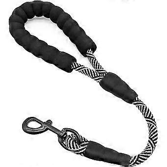 Guinzaglio corto per cani - Guinzaglio in corda da traffico da 45 cm con impugnatura imbottita - Linguetta in nylon resistente da 1,2 cm per addestramento e passeggiate di cani di taglia media e grande (nero)