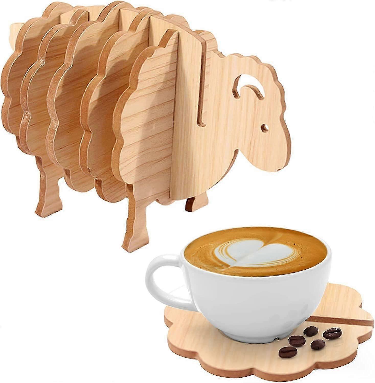 7PCS 3D Cute Sheep Coffee Coasters Kit