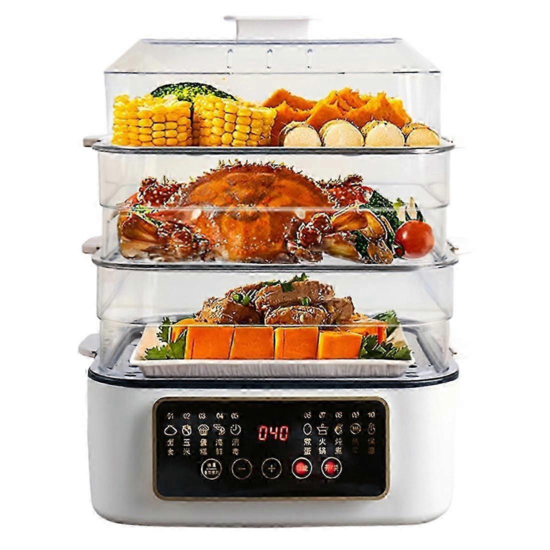 Household Multifunctional 3-Layer Breakfast Machine, Large Capacity Automatic Insulation Steamer EU Plug