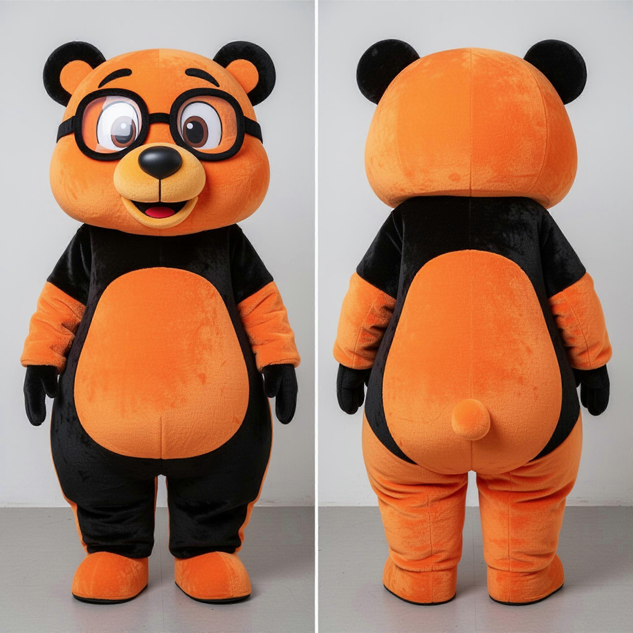 MASTICOT Orange Velvety Spectacled Bear Mascot