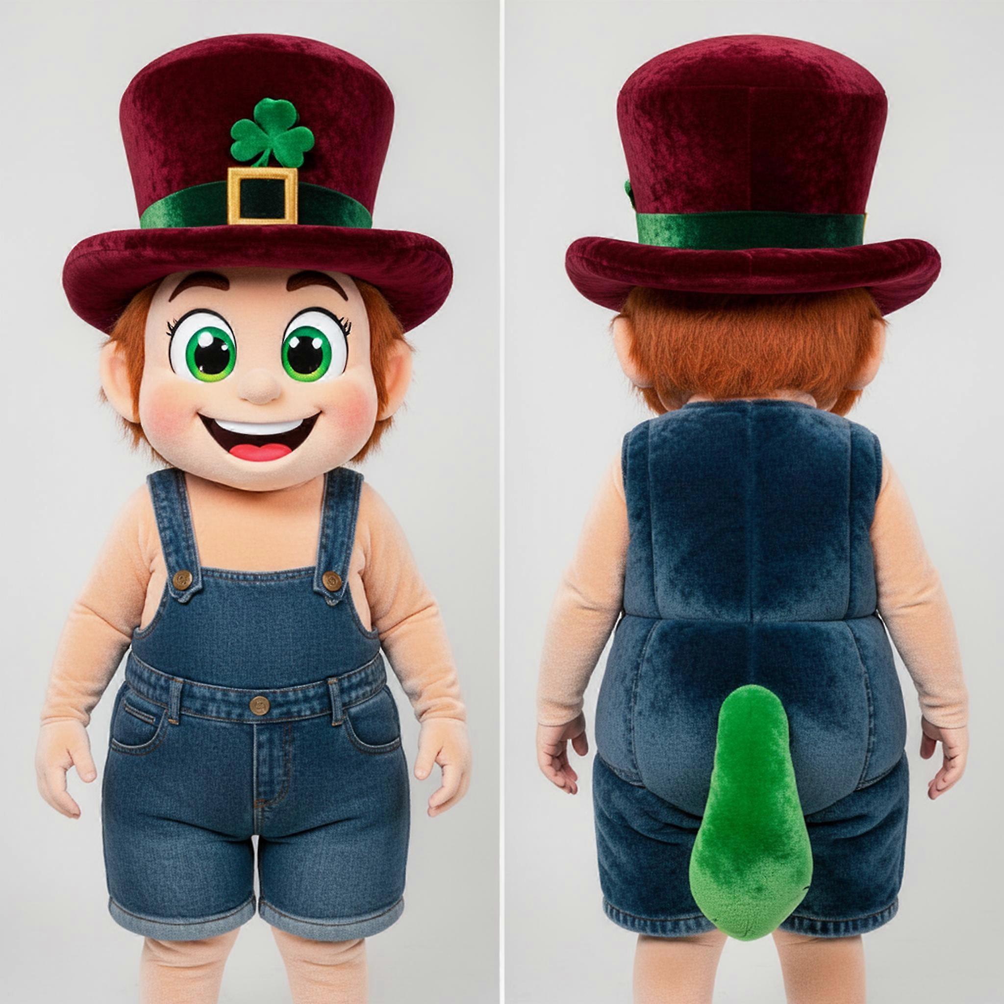 MASTICOT Maroon Plush Leprechaun Hat Mascot