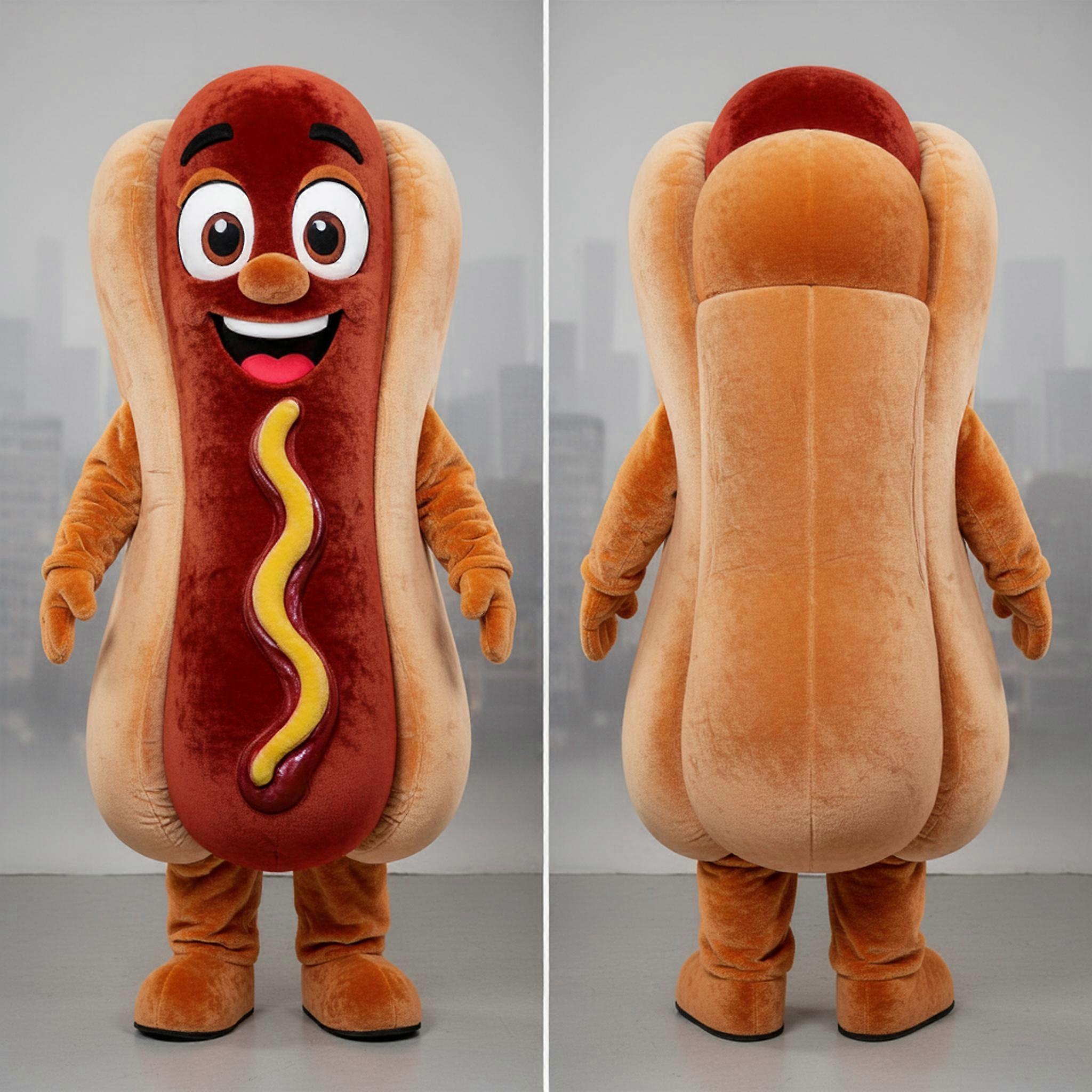 MASTICOT Rust Orange Smiling Hot Dogs Mascot
