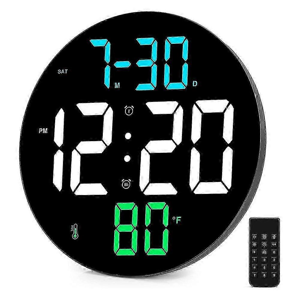 Digital wall clock, large display screen, 9-inch large digital clock, 4-level brightness adjustment, remote control.