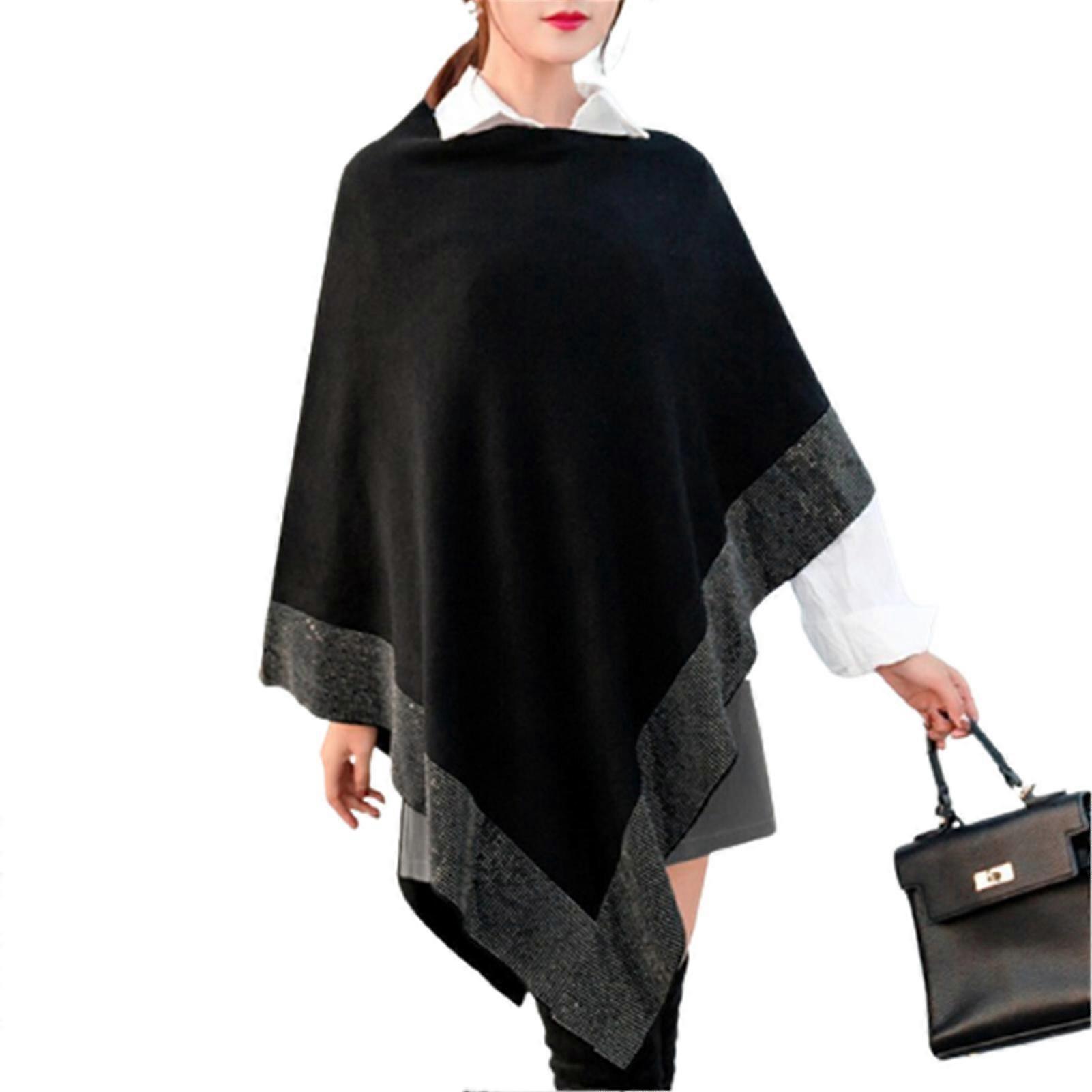 Classic Wool-Blend Shawl Shiny Loose Drape