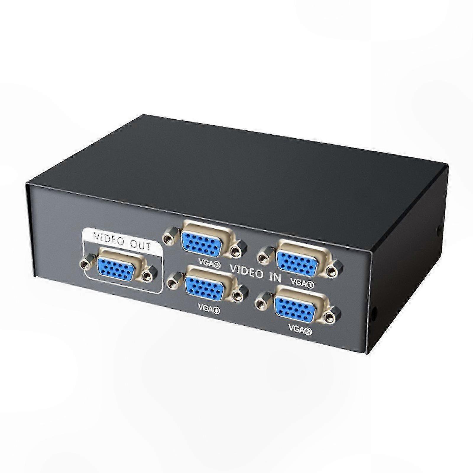4-Port VGA Switch Box for Computer Sharing, High-Resolution Display Support_htj1