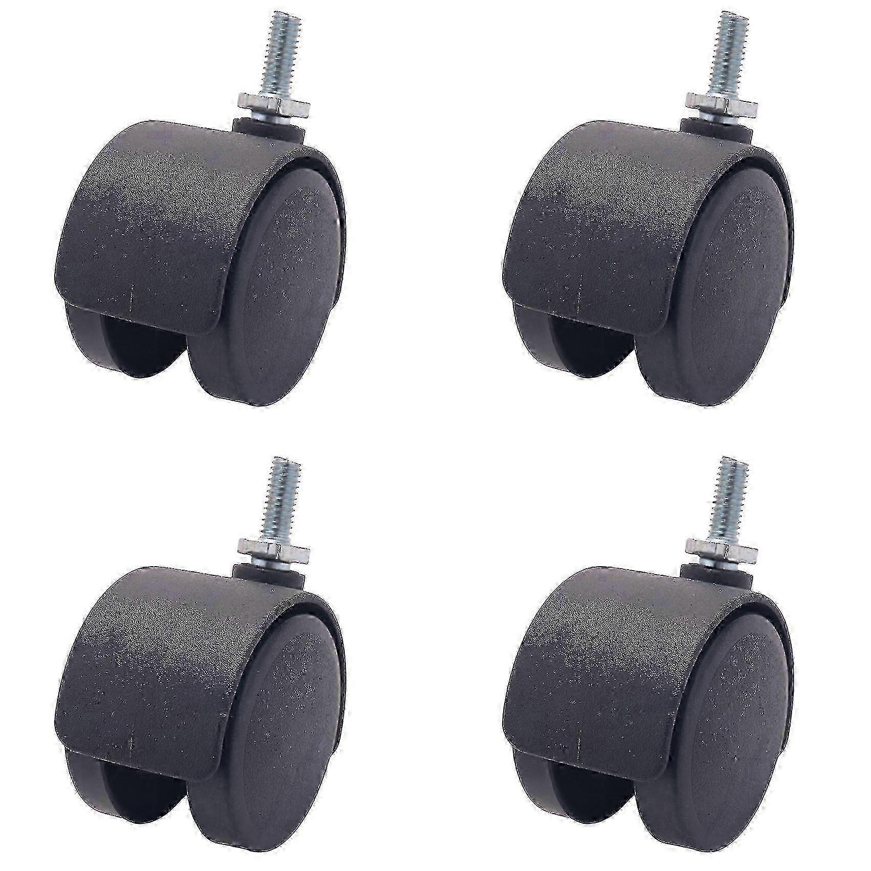 6mm Threaded Stem 40mm Dual Wheel Rotatable Caster Black-B3