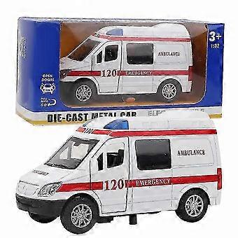 hard 1:32 Mini Stimulation Alloy Ambulance Car Sound and Light Model Toy Vehicle (Red) intelligence-WHBYV