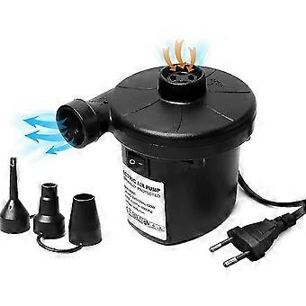 Portable Electric Air Pump, Quick-Fill Inflator with 3 Nozzles for Mattress, Camping Cushion, Waterbed, Swimming Ring, Couch, Black ky