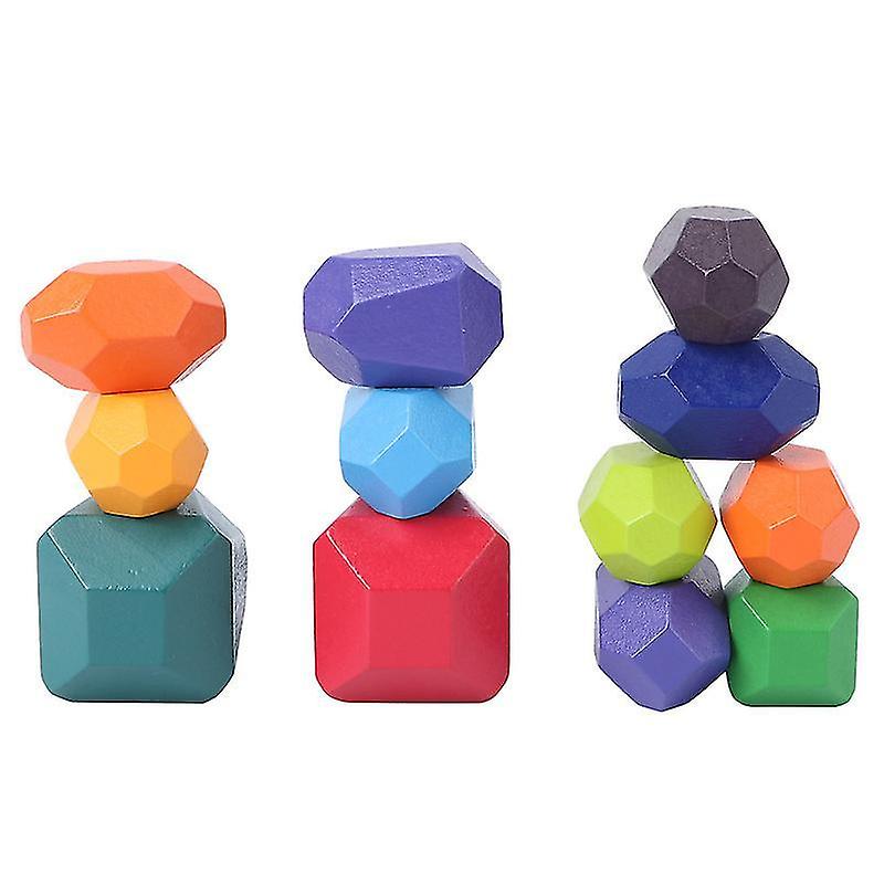 5X3cm Random Color Toy Abacuses 1 Set Stacking Toys Wooden Color Recognition Blocks Educational Stac