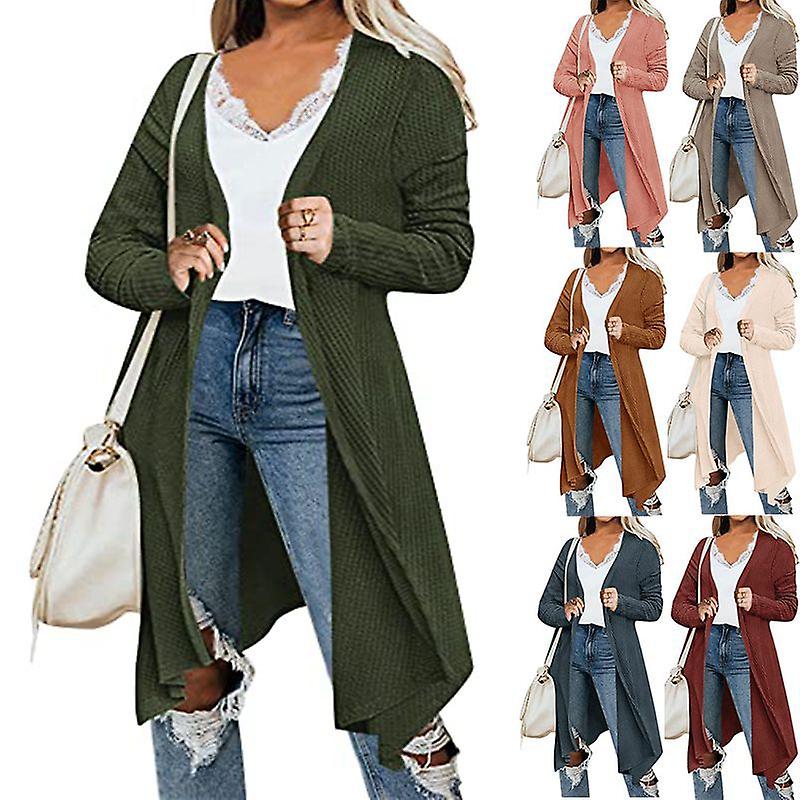 Karierte Strickjacke Langarm Drapierte Vorderseite Cardigan Pullover mit unregelmäßigem Saum