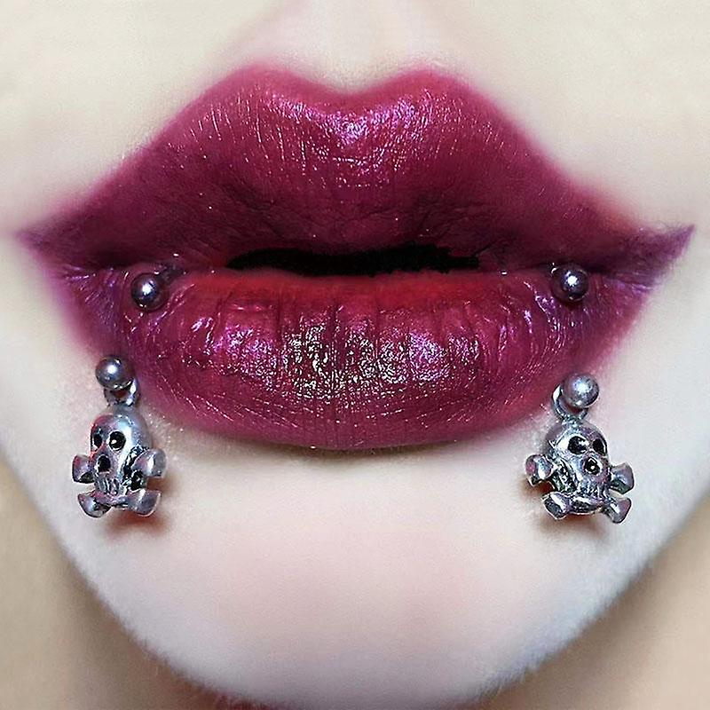 Piercing de labio gótico de acero inoxidable, 2 uds., anillo labret, colgante de esqueleto en forma de c, pendiente de hélice, cartílago en la oreja, piercing para el cuerpo, joyería