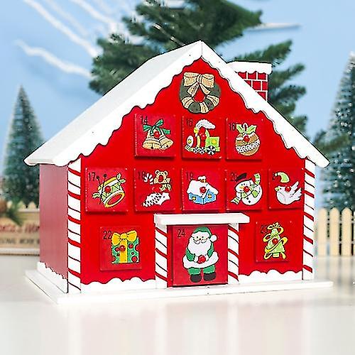 2 Pcs Painted Snow Top Lodge Countdown Calendar Storage Box Decoration C @bugu