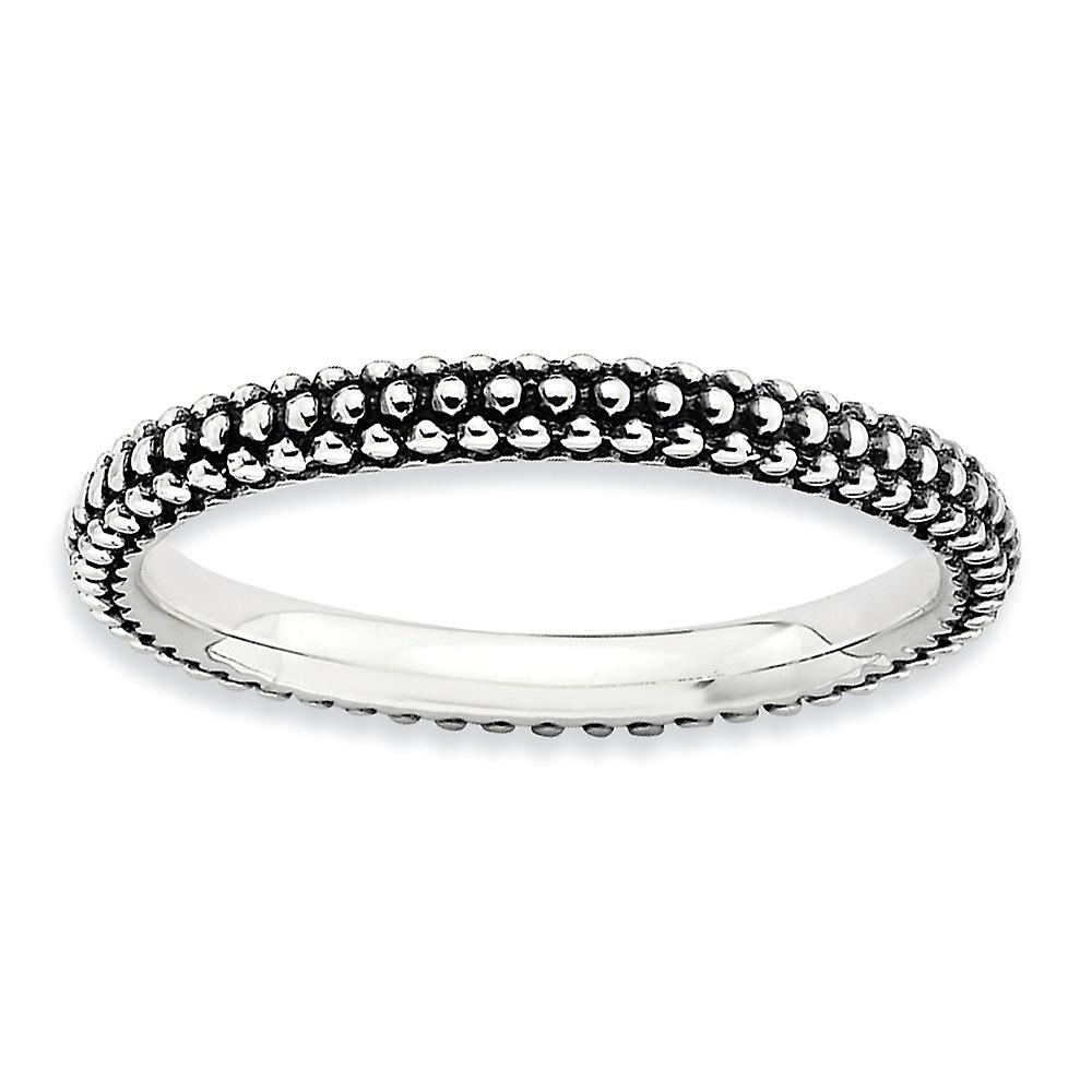 2.5mm 925 Sterling Silver Polished Patterned Oxidized Stackable Antiqued Ring-Stackable-Ring for Women - Ring Size: 5 to