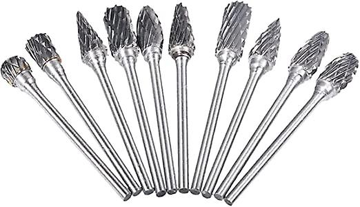 10pcs Rotary Burr Set Shank/Double Cut Carbide Burrs Shank Tungsten Carbide Single Cut Rotary Burrs