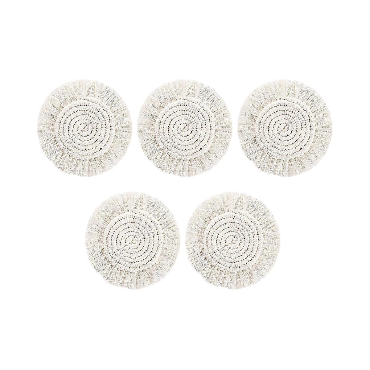 Coasters for Drinks Absorbent, Macrame Handmade Cotton Coasters for , Boho Coaster Set with Tassels