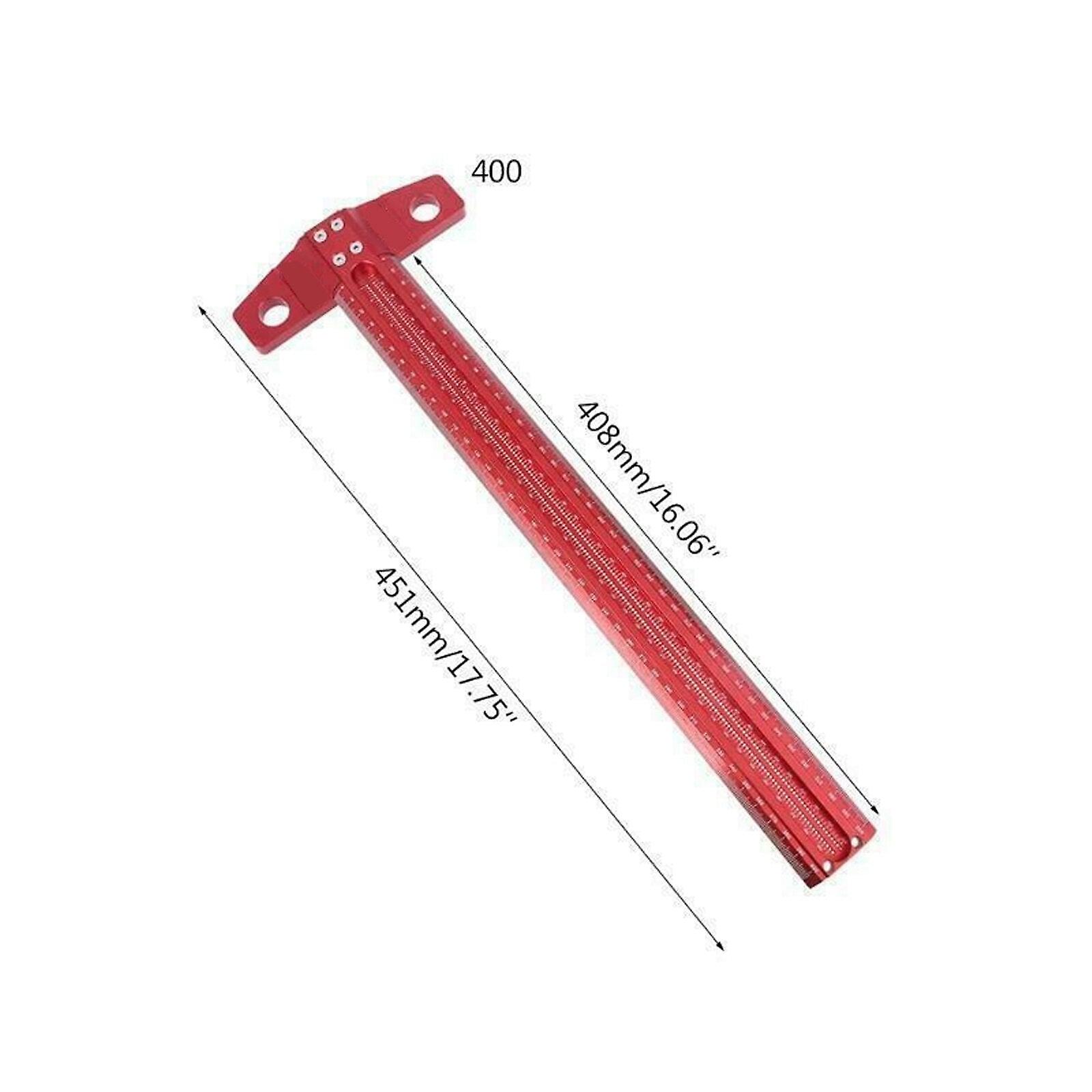 Precision Marking T-ruler Scriber Square Hole Gauge Aluminum Alloy Woodworking Red Measuring Tools 30cm 40cm