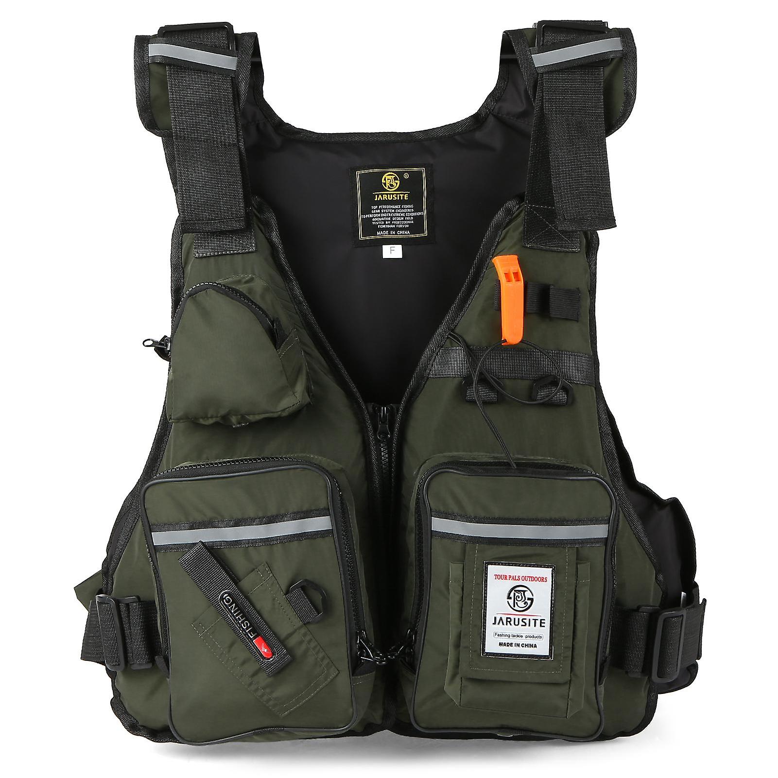 Multi-Pockets Fly Fishing Jacket Γιλέκο Πλευστότητας με Θήκη Μπουκαλιών Νερού για Ιστιοπλοΐα Καγιάκ