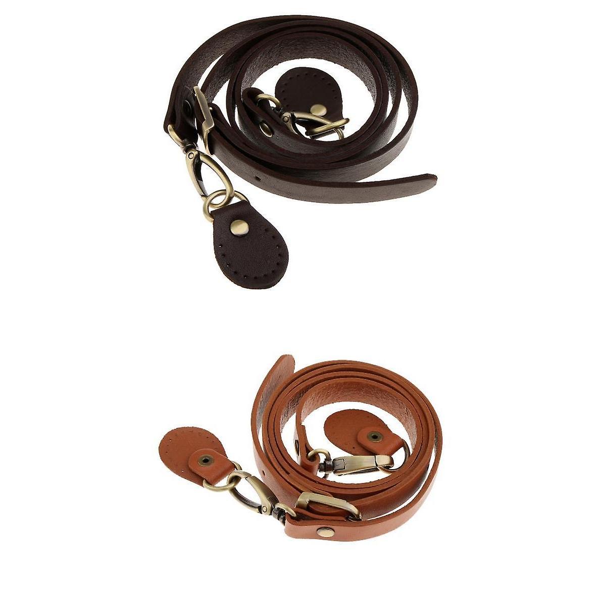 2pcs Adjustable Genuine Leather Shoulder Bag Strap Handle Replacement