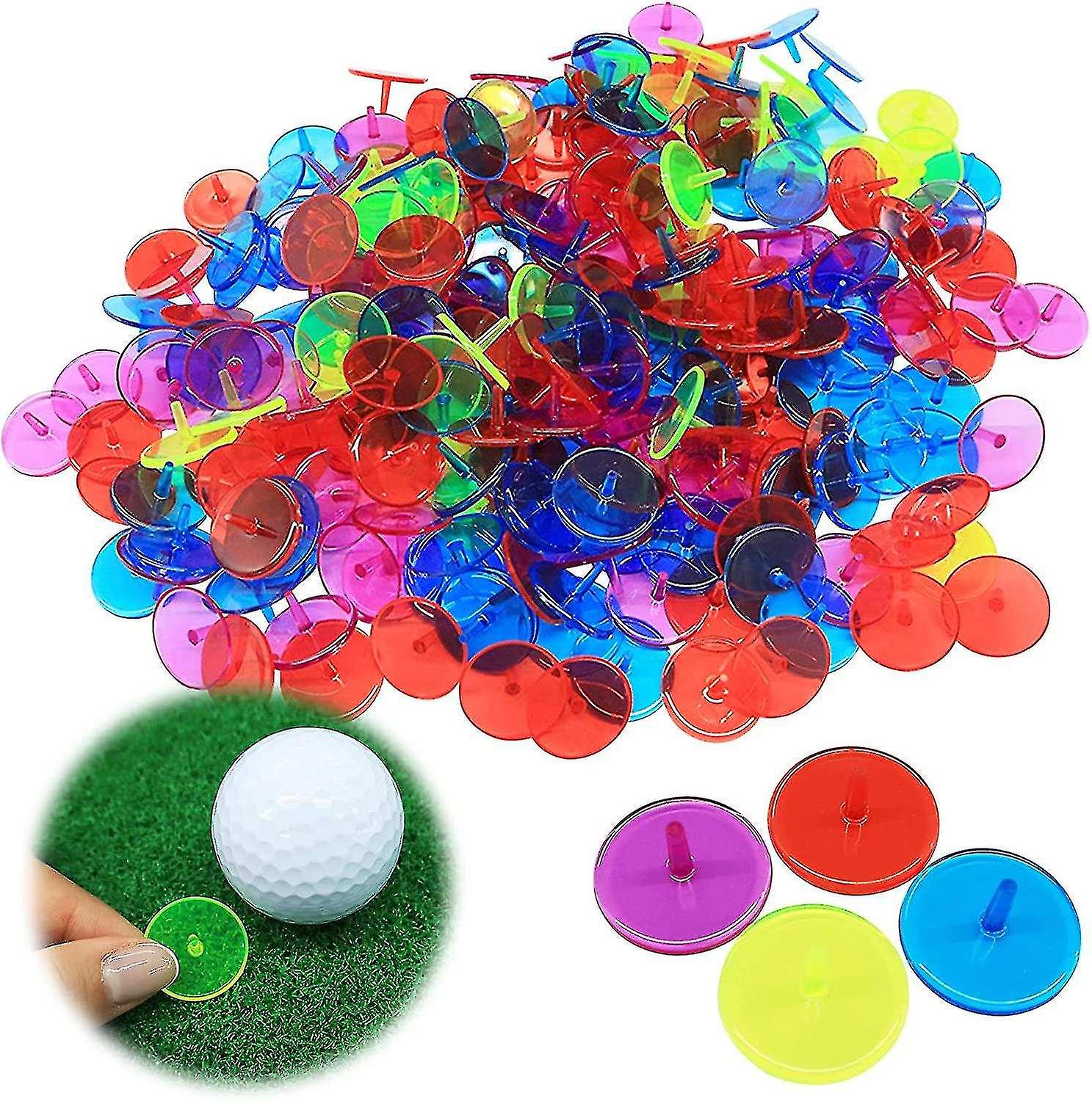 Golf Ball Markers Worth 50 Multicolor Plastic Clear 24mm Flat Round Various Colors Position Marker S