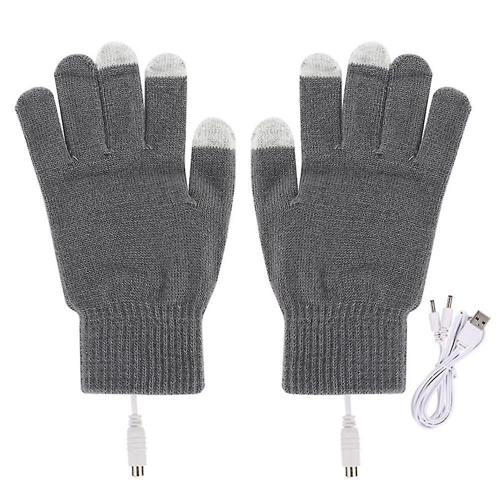 1 Pair Winter Practical Heated Riding Usb Charging Hand Gloves, Grey