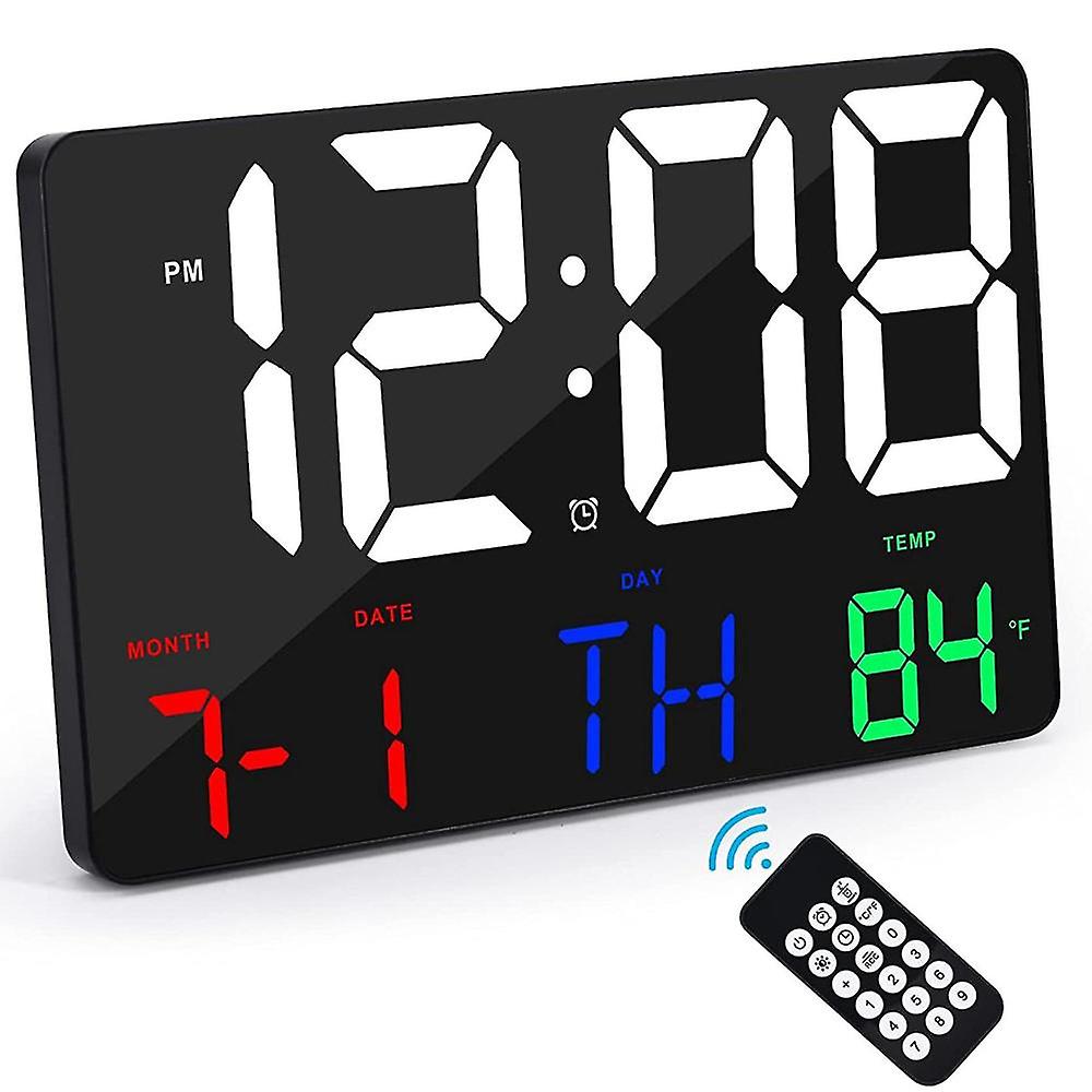 Digital Wall Clock Large Display Alarm Clock With Wireless Remote Control Led Wall Clock With Date