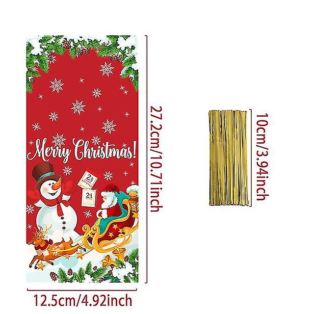 25/50/100db karácsonyi cukorkás zacskó kötéllel süti keksz csomagoló táska Karácsonyi dekoráció 2023 Navidad ajándéktáskák gyerekeknek