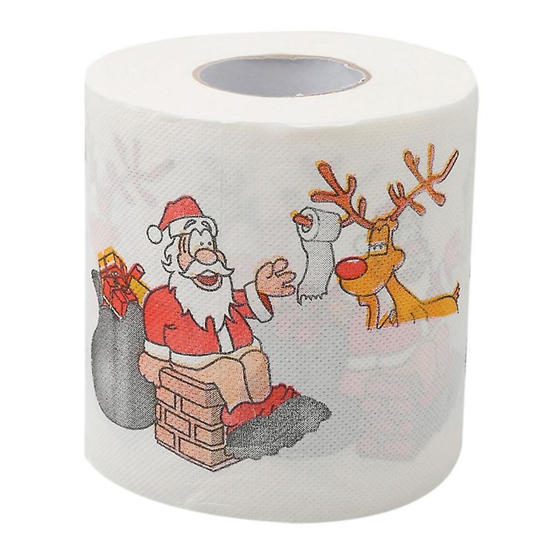 1 Roll Toilet Paper Eco-friendly Cartoon Pattern Multi-color Xmas Themed Napkin Tissue Decor for Hom