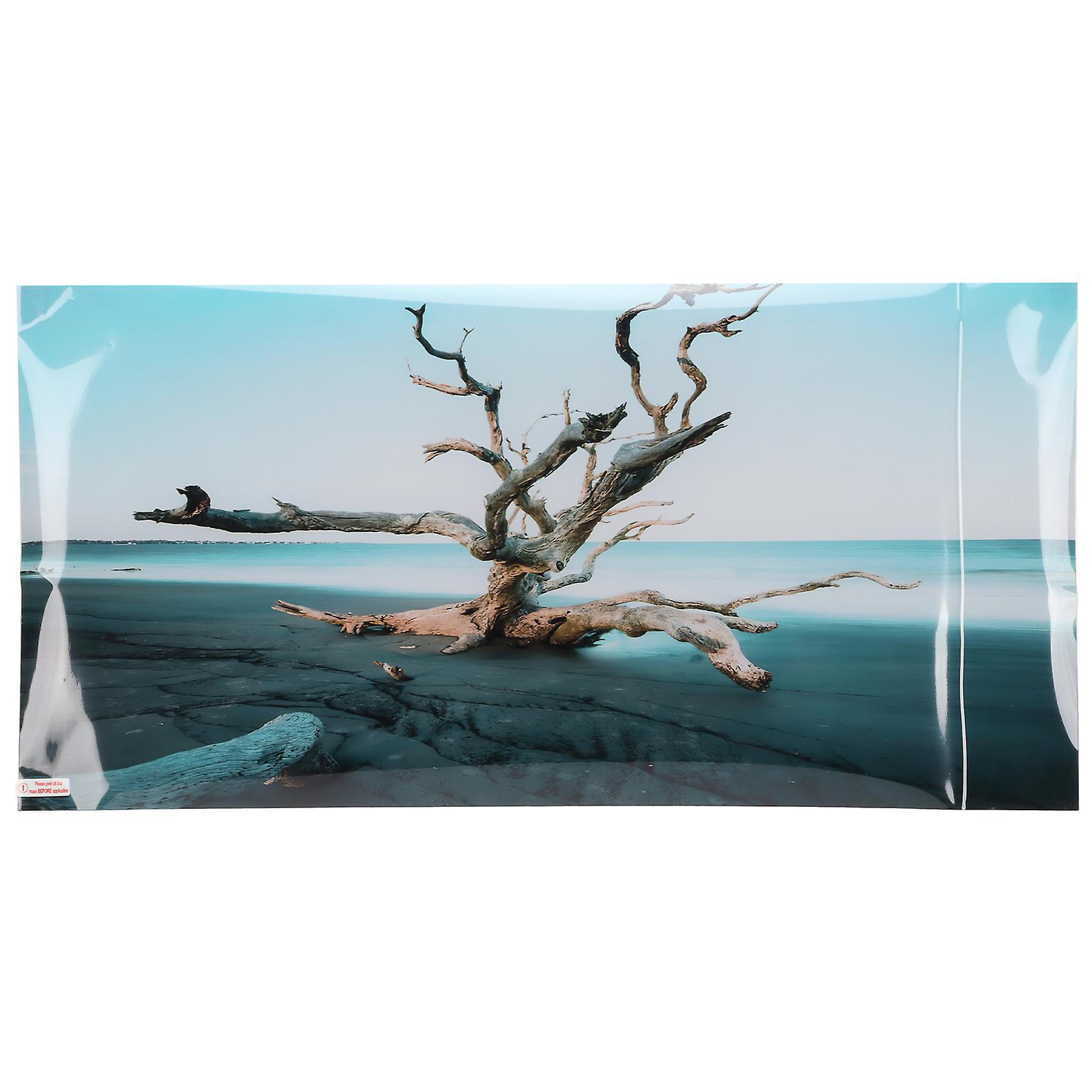 3D PVC Aquarium Wallpaper Self-adhesive, Sky and Withered Tree Pattern, 61 x 30 cm
