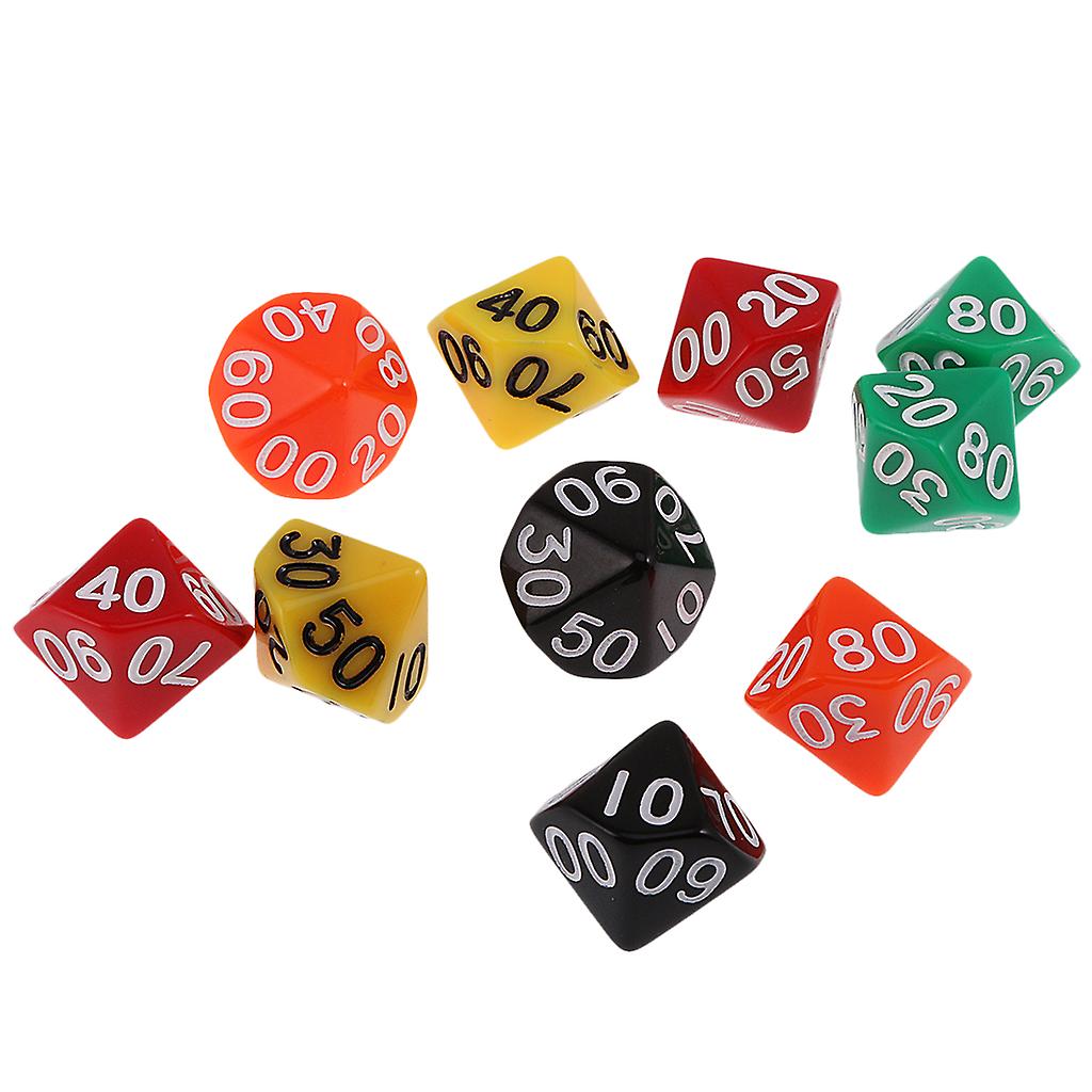 Pack of 10pcs Acrylic Ten Sided D00-90 Dices for D&D TRPG Party Game Toys