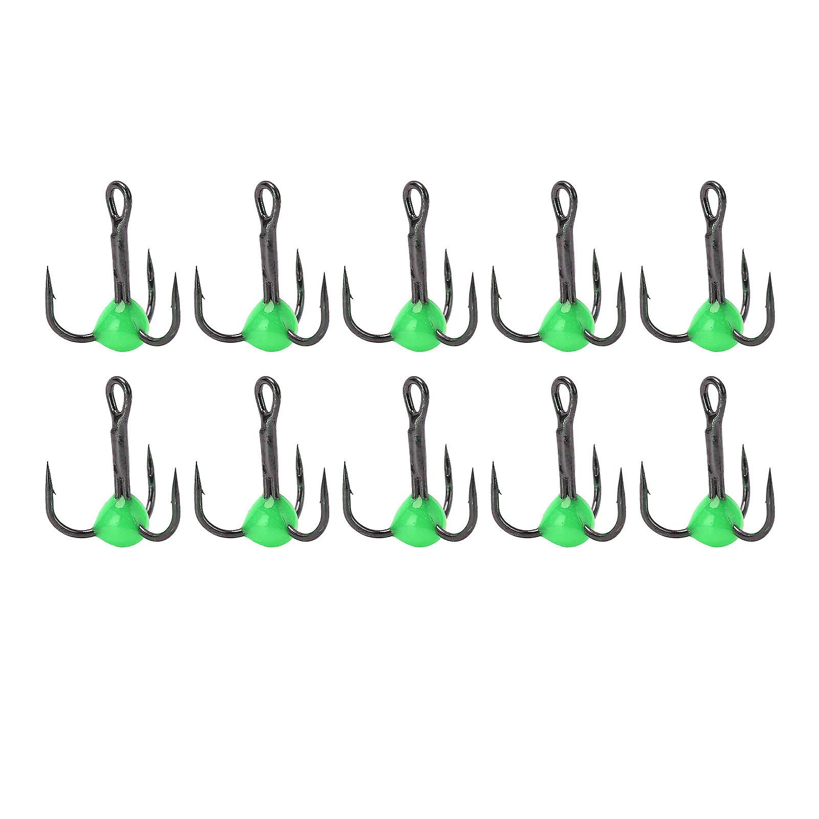 10pcs Treble Hooks High Carbon Steel Size 10 Sharp Bright Color Fishing Hooks Kit for Bass Trout Carp Lures Baits