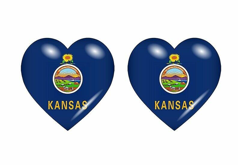 2x Stick sticker flag heart usa kansas