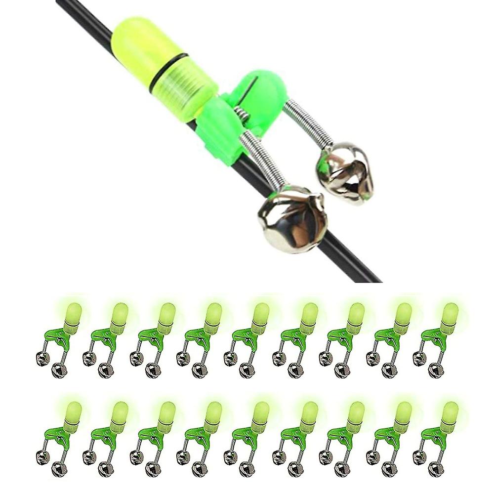 20pcs LED Night Fishing Rod Bite Bait Alarm Light with Double Bells Ring Fish Bite Alarm Indicator