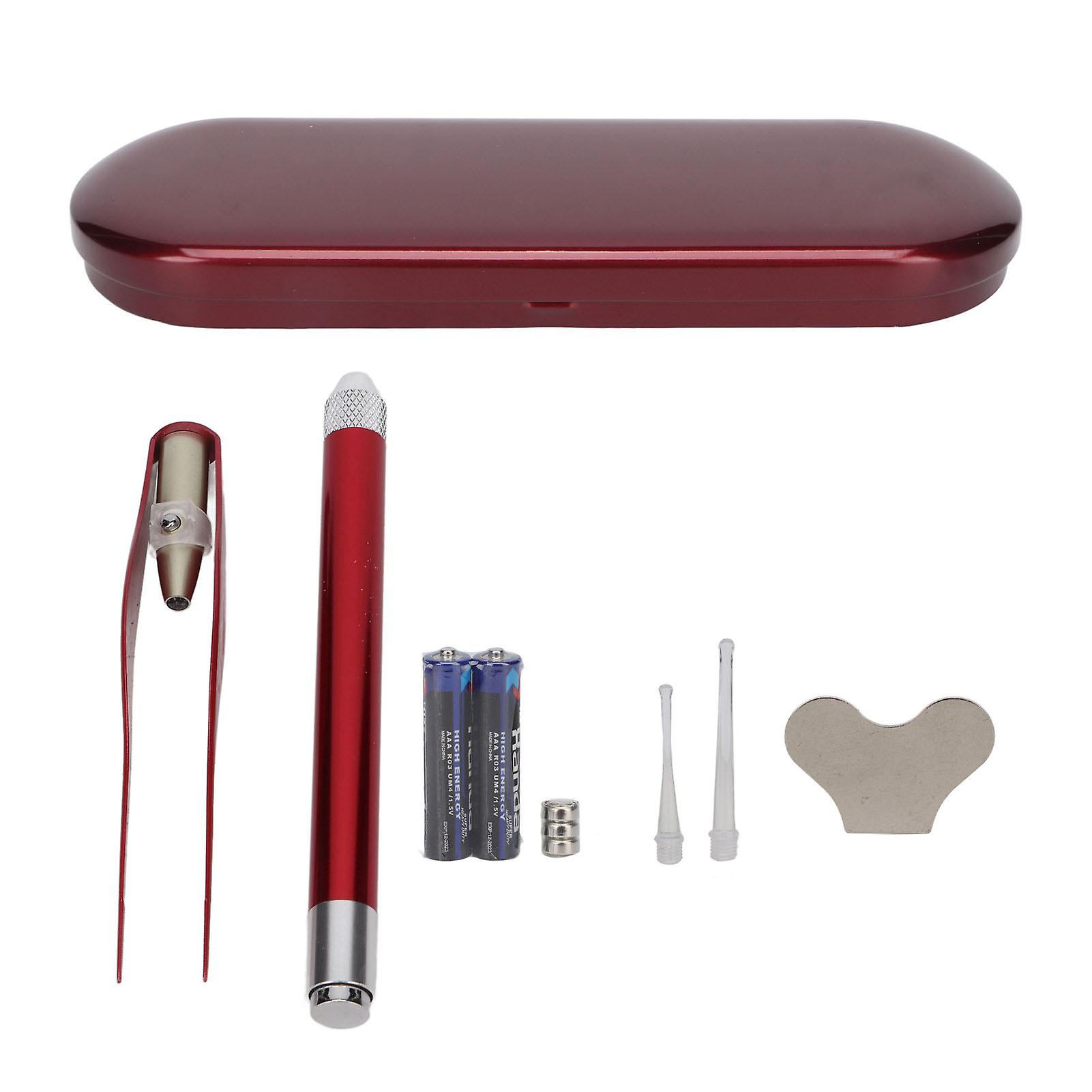 2 Pack LED Light Up Ear Pick with Tweezers Portable Red for Kids Adults