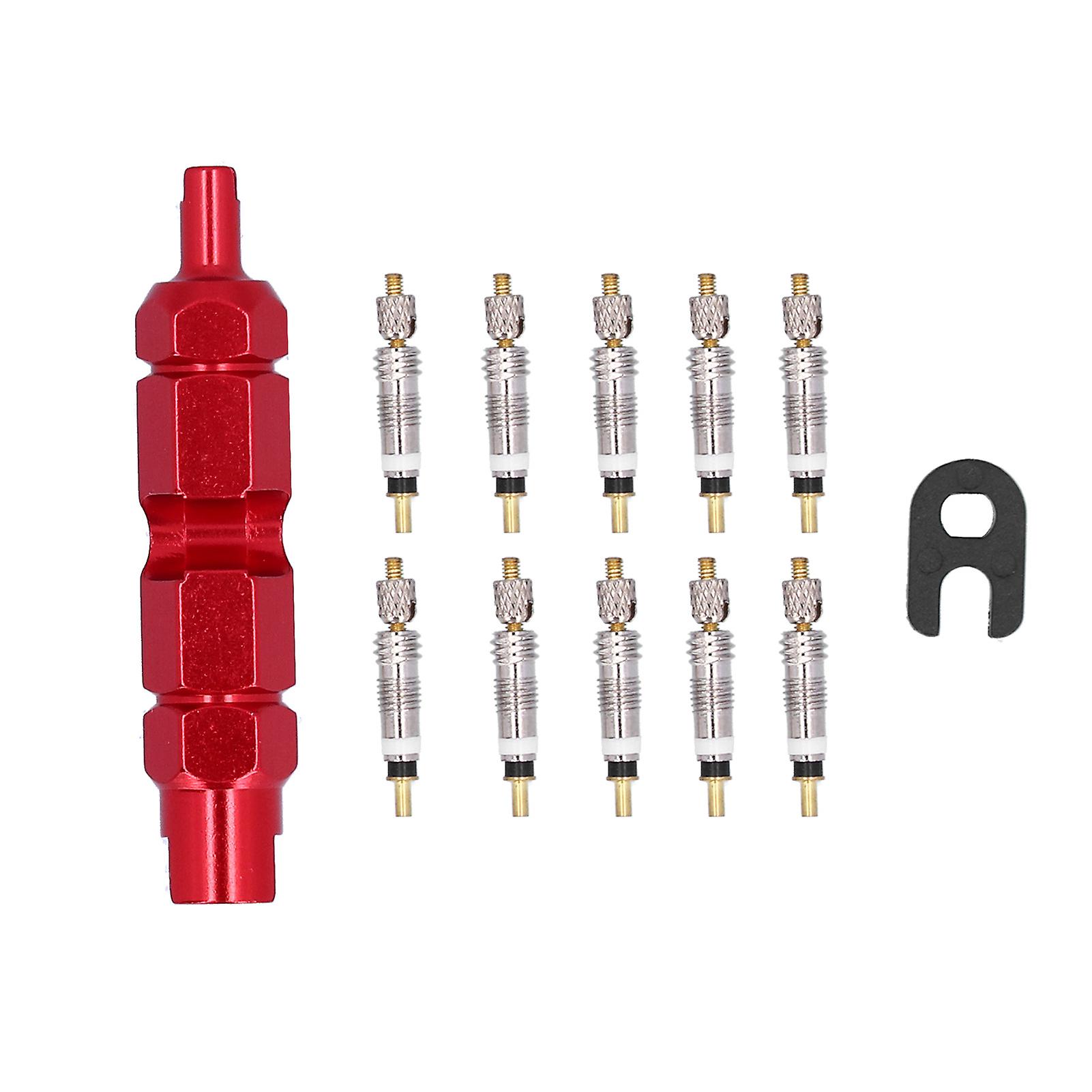 Kit d'outils de démontage de valve de vélo, 10 pièces, kit de réparation en laiton français pour VTT, rouge