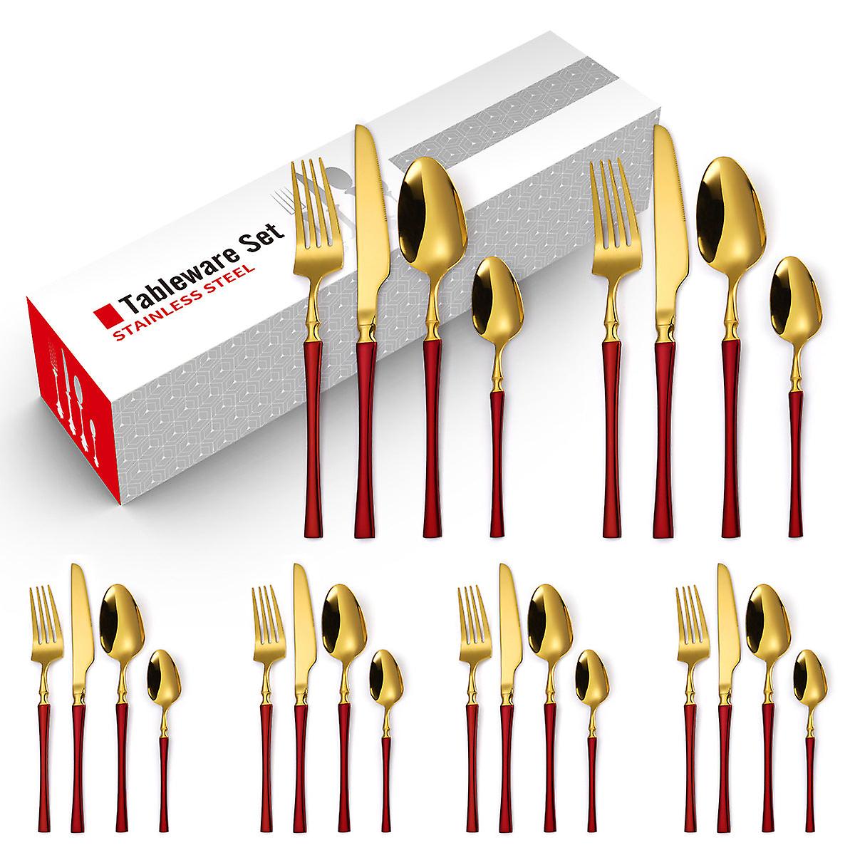 Stainless Steel Knife And Forks Four-piece Spray Paint Small Waist Tableware 24 Pieces Golden Set Cr