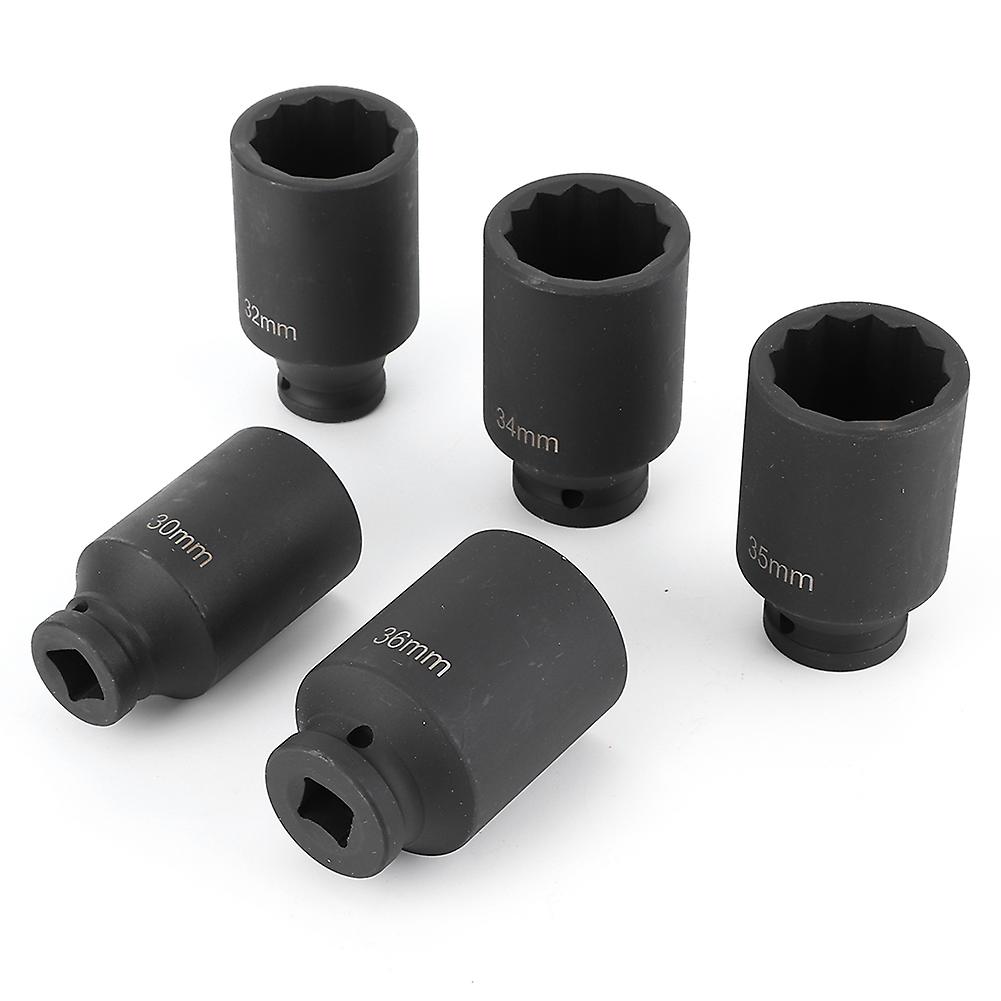 35Pcs Hex Bit Socket Sleeve Sets Metric Deep Impact for 1/2In Drive Ratchet 6 Point Tip Work Tool